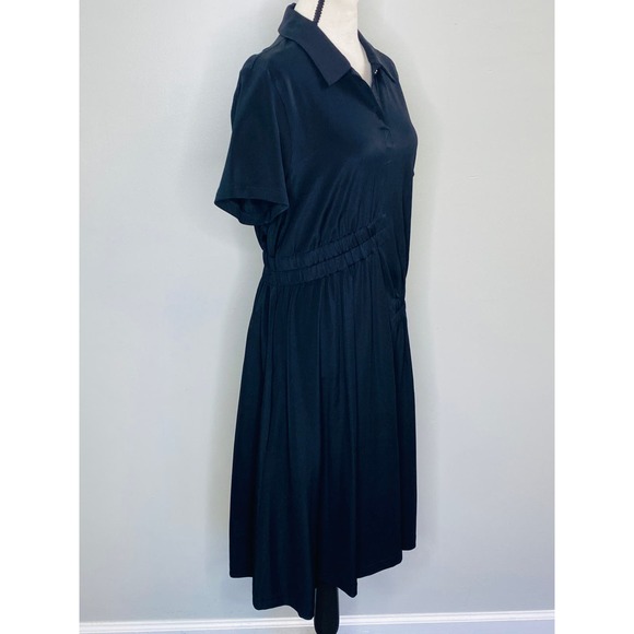 Marc by Marc Jacobs Asymmetrical Shirt Dress Women Large Ruched Casual Chic Luxe - Picture 3 of 11